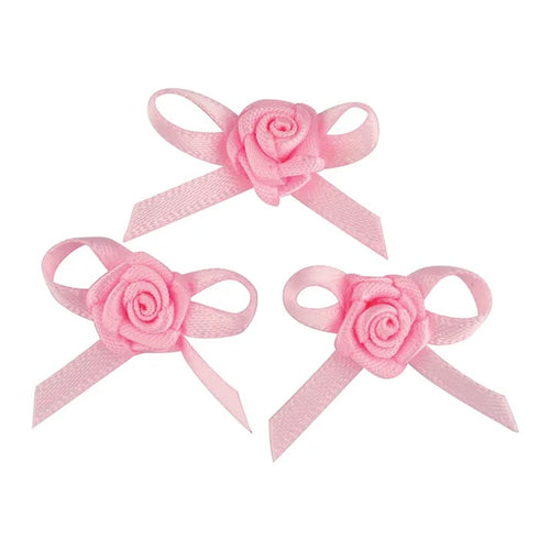 Satin Grub Rose Flower with Bow (available in 9 colours)